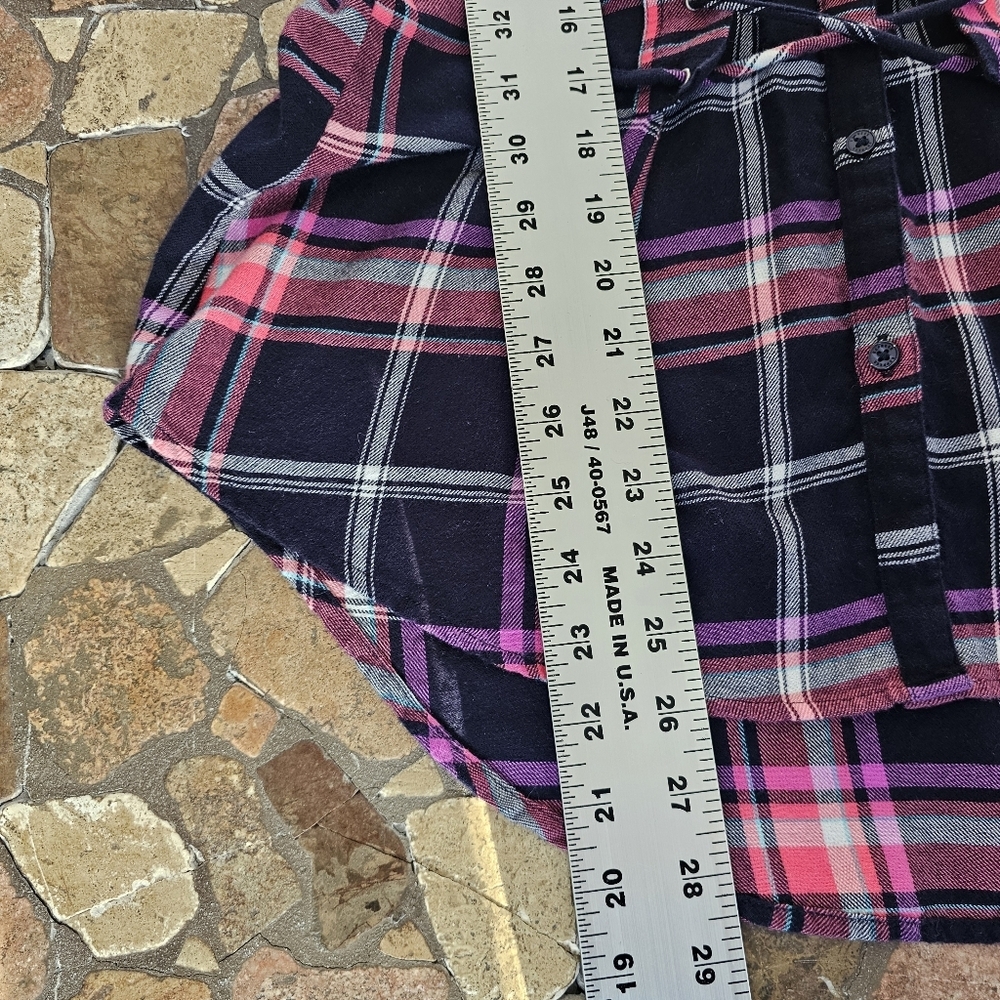 EXPRESS Pink Purple Plaid Flannel Corset Lace-Up Button-Down Shirt Size Small - Picture 12 of 12